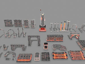 Lava ruin set 3D Model