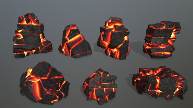 Lava rocks Model 3D .c4d .max .obj .3ds .fbx .stl .blend 