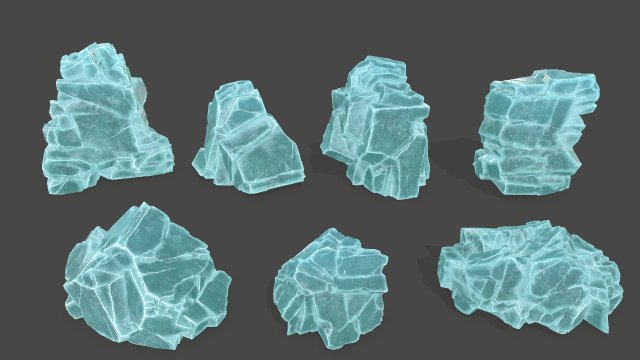 Ice rocks 3D Model .c4d .max .obj .3ds .fbx .stl .blend 