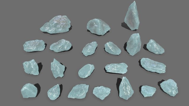 Ice rocks Model 3D .c4d .max .obj .3ds .fbx .stl .blend 