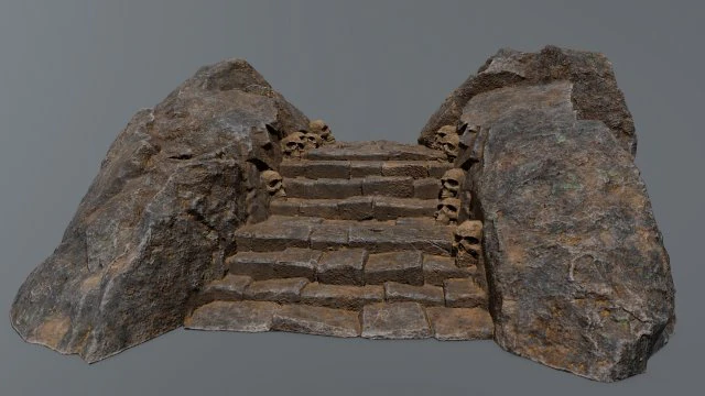 Ruin Stairs 3D Model .c4d .max .obj .3ds .fbx .stl .blend