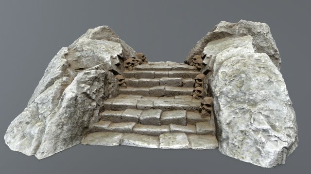Ruin Stairs 3D 模型 .c4d .max .obj .3ds .fbx .stl .blend 
