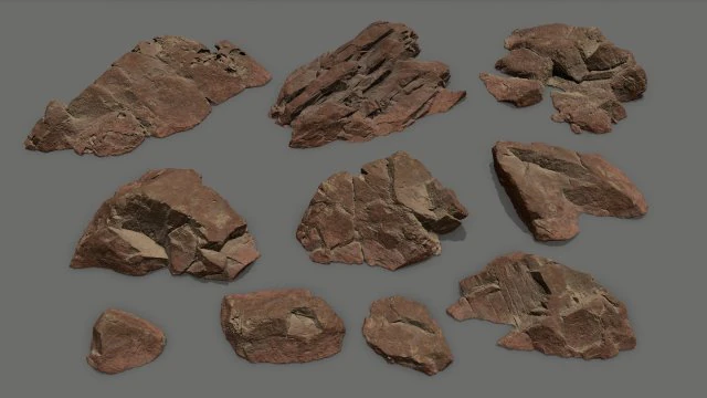 Desert rocks 3D Model .c4d .max .obj .3ds .fbx .stl .blend 
