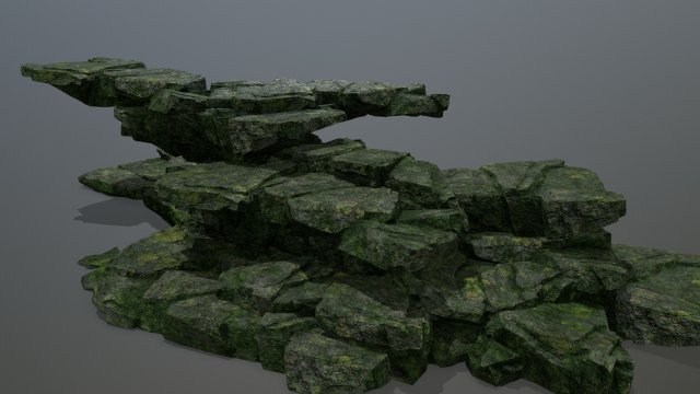 Mossy rocks 3D Model .c4d .max .obj .3ds .fbx .stl .blend 