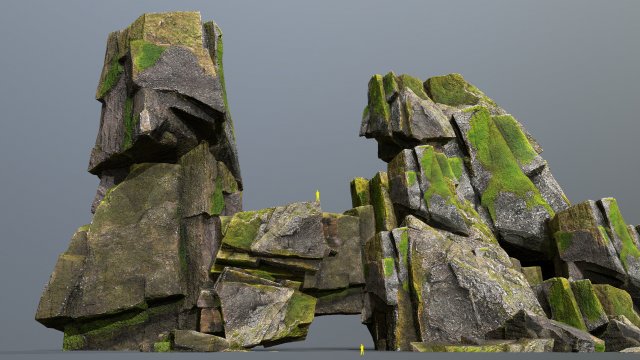 Mossy cliff rocks 3D-Modell .c4d .max .obj .3ds .fbx .stl .blend 