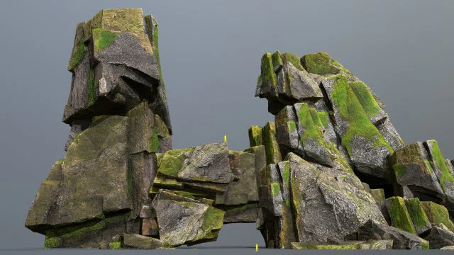 Mossy cliff rocks 3D Model .c4d .max .obj .3ds .fbx .stl .blend 
