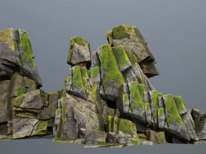 Mossy cliff rocks 3D Model