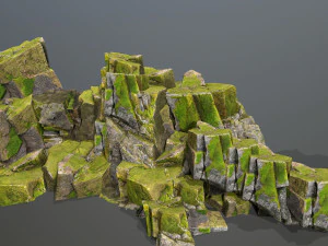 Mossy cliff rocks 3D Model