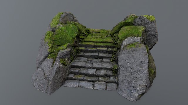 Ruin Stairs Model 3D .c4d .max .obj .3ds .fbx .stl .blend 