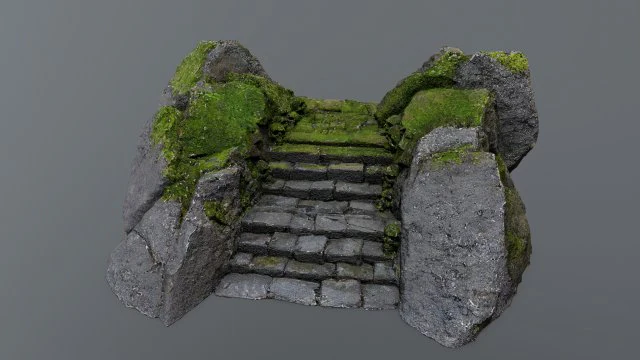 Ruin Stairs 3D Model .c4d .max .obj .3ds .fbx .stl .blend