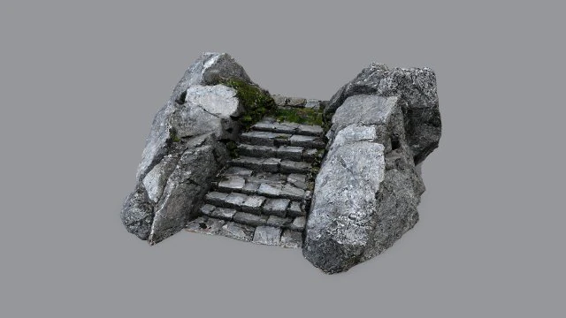 Ruin Stairs 3D Model .c4d .max .obj .3ds .fbx .stl .blend