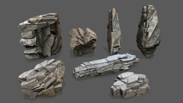 Cliff rocks 3D Model .c4d .max .obj .3ds .fbx .stl .blend