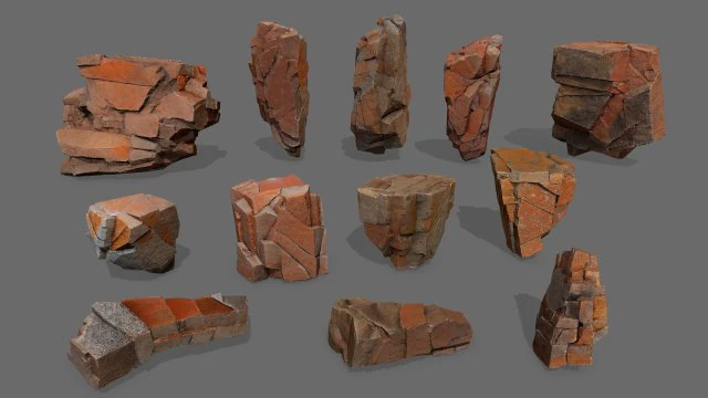 Desert rocks 3D Model .c4d .max .obj .3ds .fbx .stl .blend 