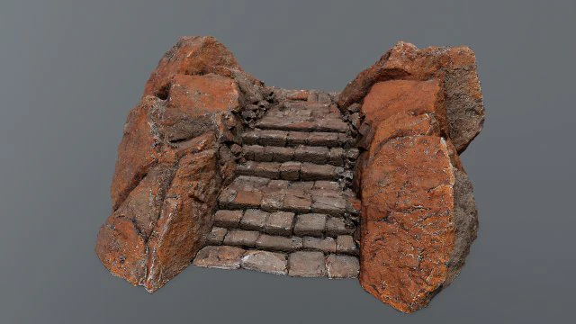 Ruin Stairs 3D Model .c4d .max .obj .3ds .fbx .stl .blend 