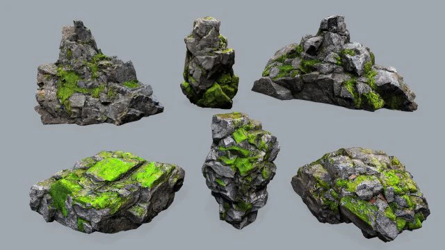 Forest rocks 3D Model .c4d .max .obj .3ds .fbx .stl .blend 