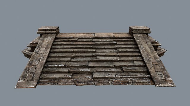 Ruin Stairs 3D 模型 .c4d .max .obj .3ds .fbx .stl .blend 