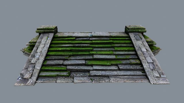 Ruin Stairs 3D Model .c4d .max .obj .3ds .fbx .stl .blend 