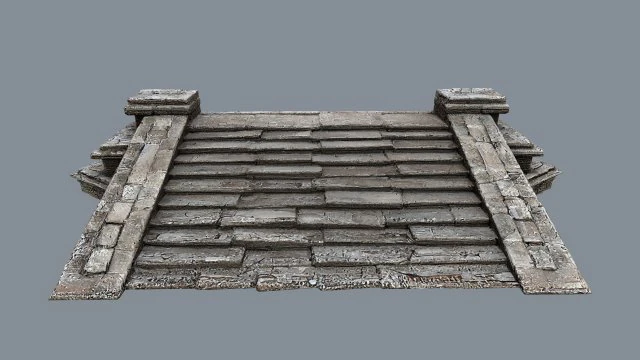 Ruin Stairs 3D Model .c4d .max .obj .3ds .fbx .stl .blend 