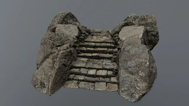 Ruin Stairs 3D Model .c4d .max .obj .3ds .fbx .stl .blend 