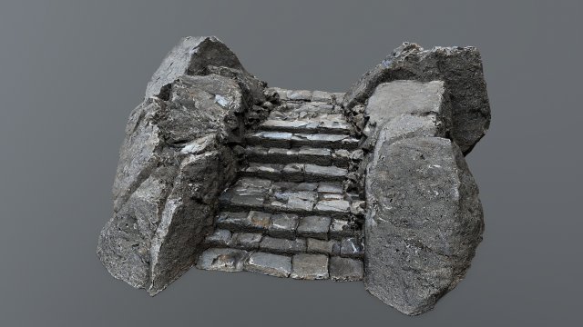 Ruin Stairs 3D Model .c4d .max .obj .3ds .fbx .stl .blend 
