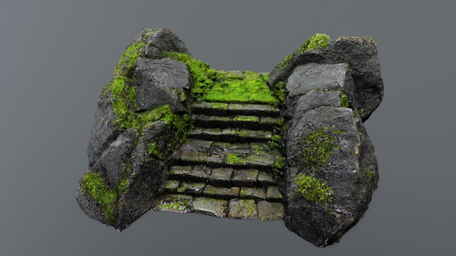 Ruin Stairs 3D Model .c4d .max .obj .3ds .fbx .stl .blend 