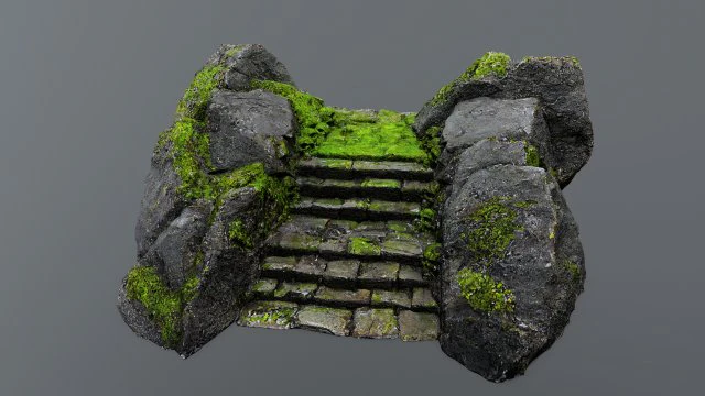 Ruin Stairs 3D Model .c4d .max .obj .3ds .fbx .stl .blend 