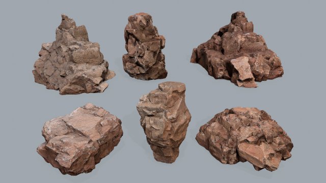 Desert rocks 3D 모델 .c4d .max .obj .3ds .fbx .stl .blend