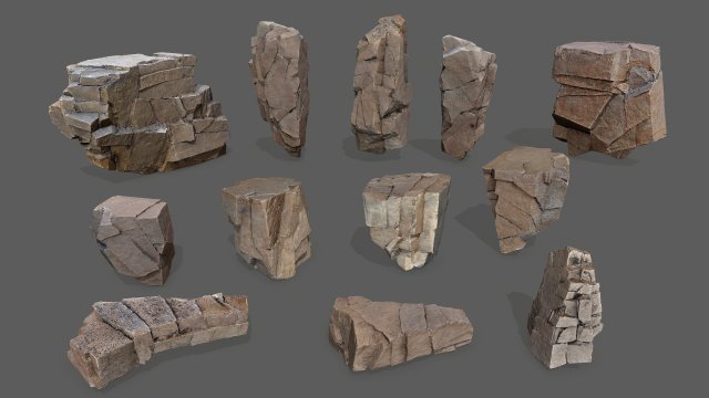 Desert rocks 3D Model .c4d .max .obj .3ds .fbx .stl .blend 