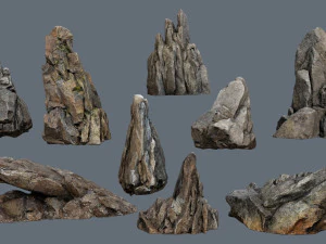 崖の岩 3Dモデル