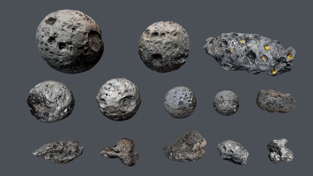 Asteroid set Model 3D .c4d .max .obj .3ds .fbx .stl .blend 