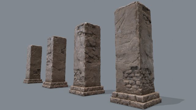 Monument ruins 3D 模型 .c4d .max .obj .3ds .fbx .stl .blend 