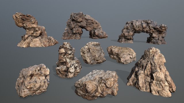 Desert rocks 3D 模型 .c4d .max .obj .3ds .fbx .stl .blend 