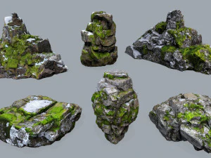 雪の岩 3Dモデル