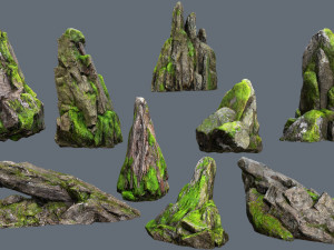 Mossy rocks 3D मॉडल