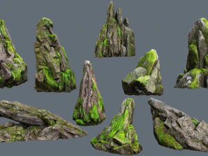 Мохові скелі 3D Модель