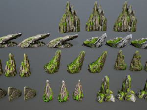Mossy rocks 3D Model