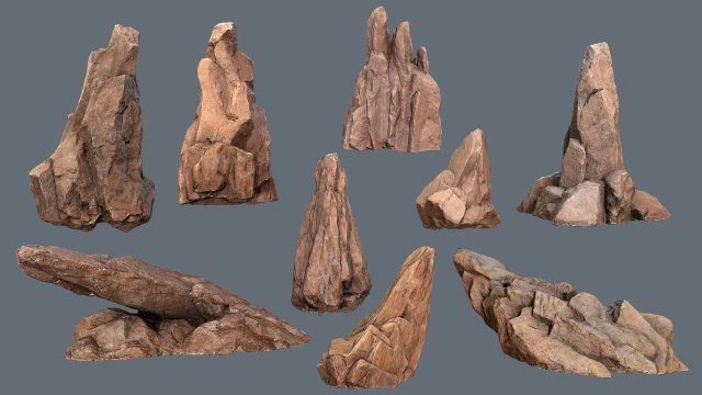 Desert rocks 3D Model .c4d .max .obj .3ds .fbx .stl .blend 