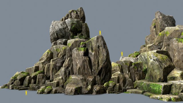 Mossy rocks 3D Model .c4d .max .obj .3ds .fbx .stl .blend 