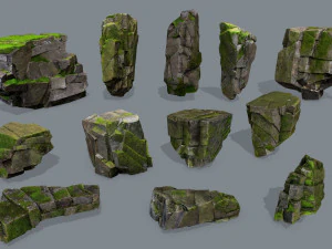 Yosunlu kayalar 3D Model