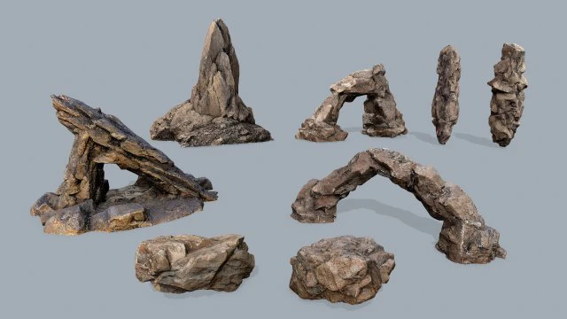 Desert rocks 3D Model .c4d .max .obj .3ds .fbx .stl .blend 