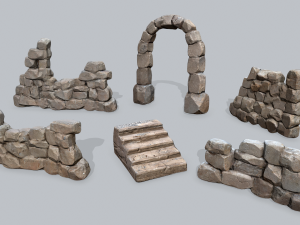 Ruin wall Modèle 3D