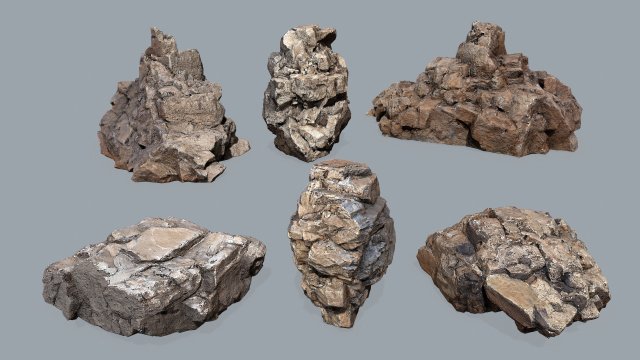 Desert rocks 3D Model .c4d .max .obj .3ds .fbx .stl .blend