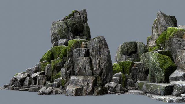 Mossy cliff rocks 3D Model .c4d .max .obj .3ds .fbx .stl .blend 