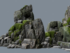 Mossy cliff rocks Modelo 3D