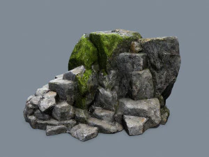 Mossy cliff rocks 3D Model