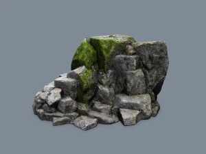 Mossy cliff rocks 3D Model