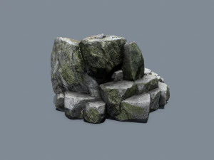 Mossy cliff rocks 3D Model