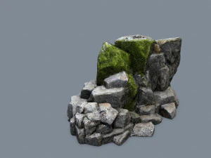Mossy cliff rocks 3D Model