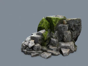Mossy cliff rocks 3D Model