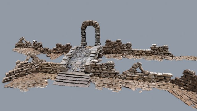 Ruin wall Model 3D .c4d .max .obj .3ds .fbx .stl .blend 